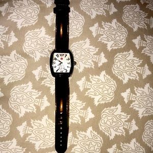 Authentic Michele Watch with leather band in excellent used condition